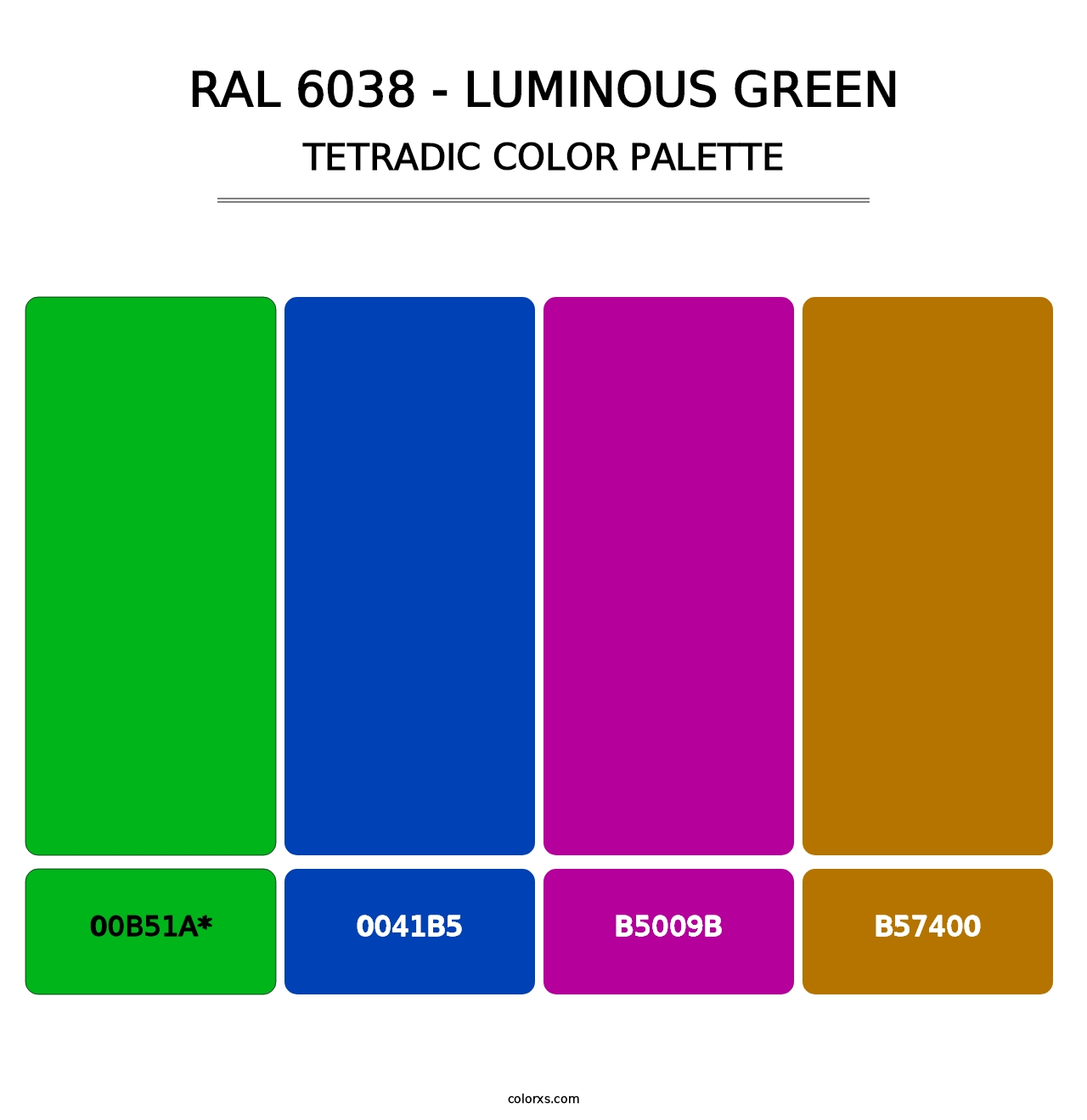 RAL 6038 - Luminous Green - Tetradic Color Palette