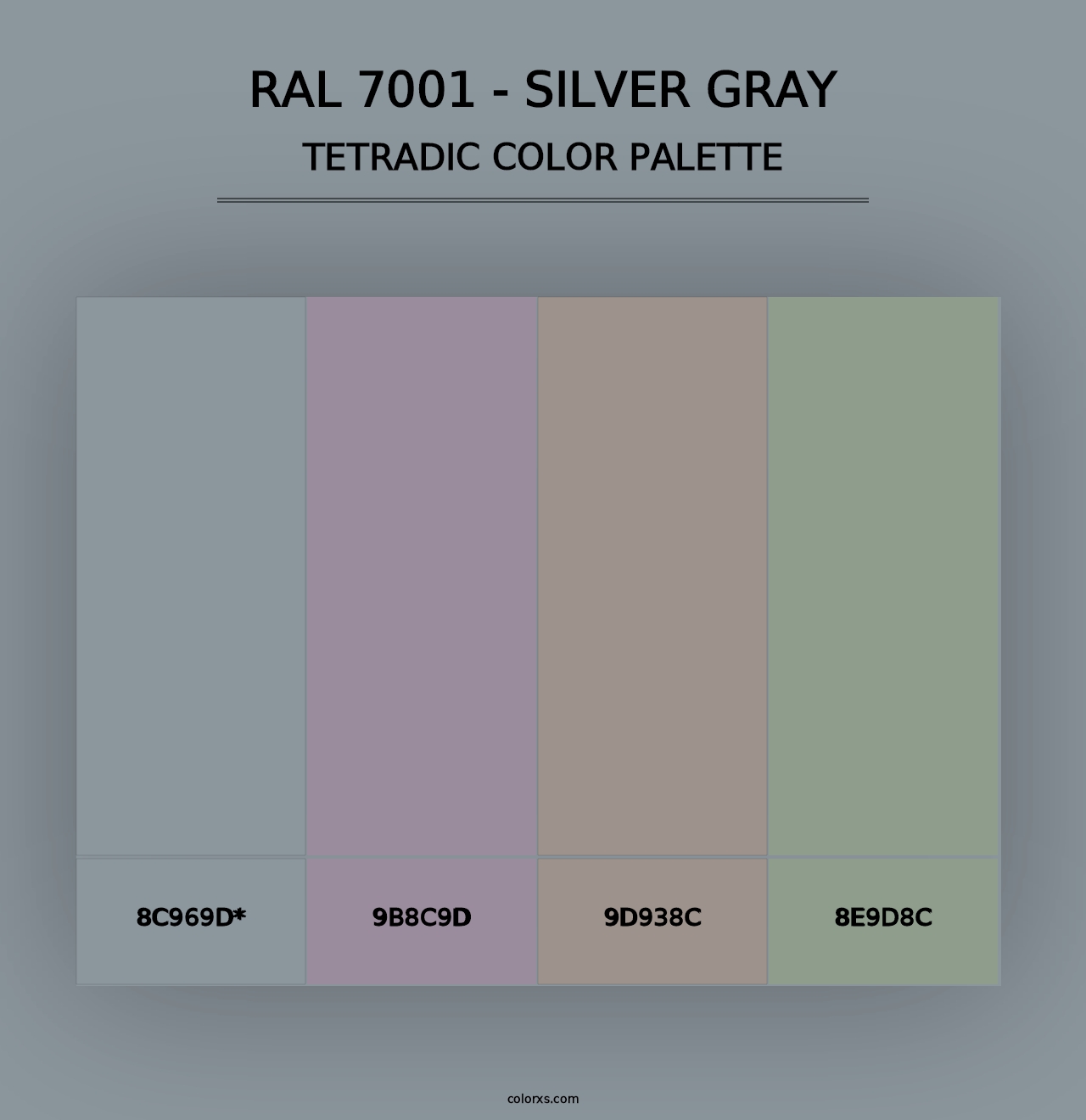 RAL 7001 - Silver Gray - Tetradic Color Palette