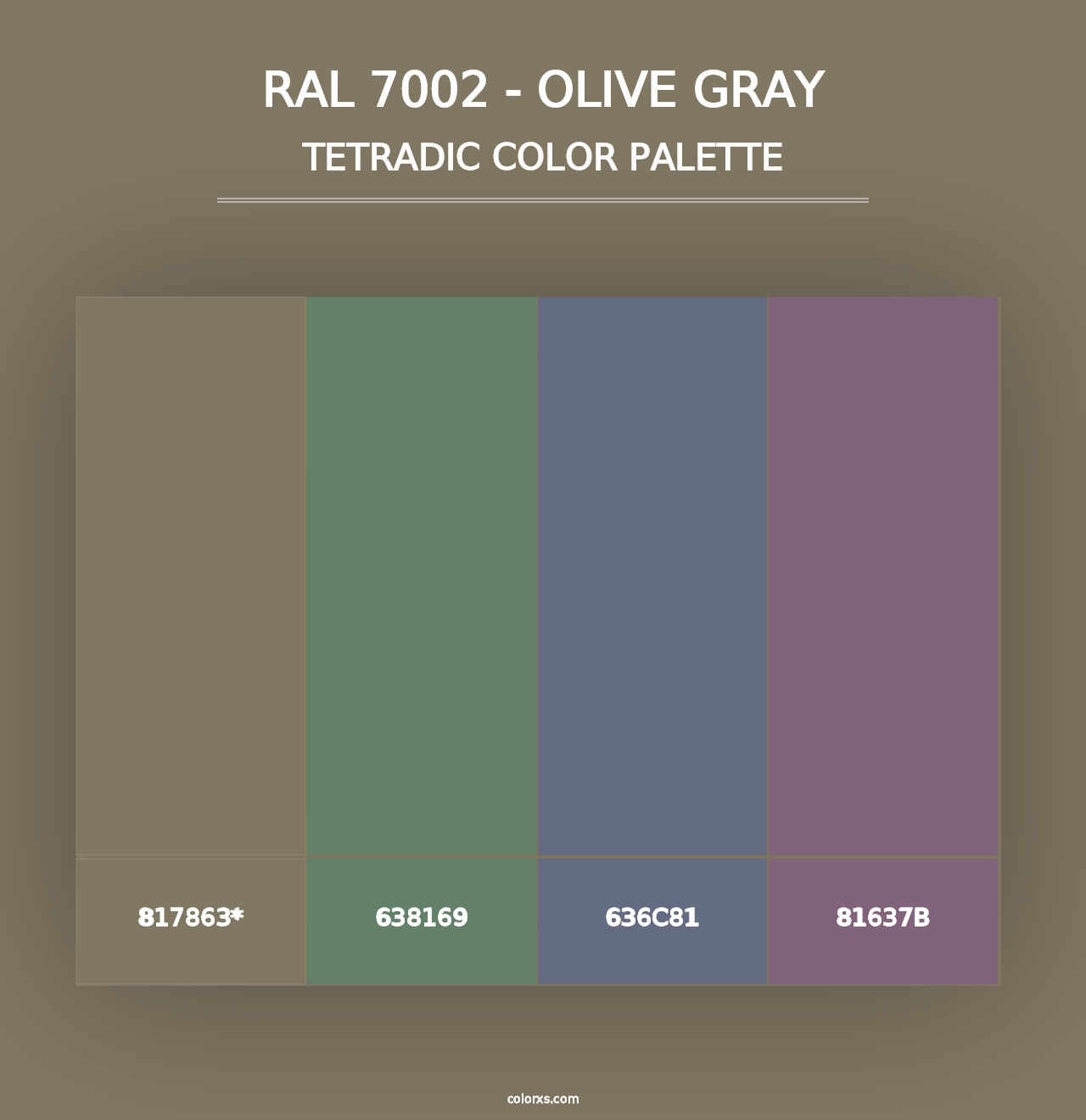 RAL 7002 - Olive Gray - Tetradic Color Palette