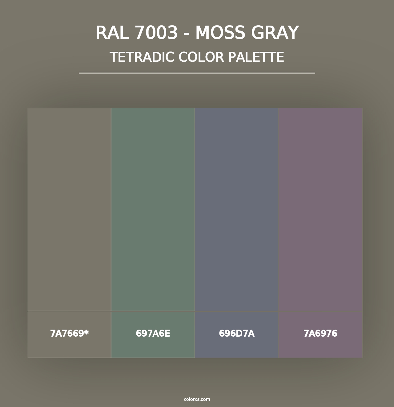 RAL 7003 - Moss Gray - Tetradic Color Palette