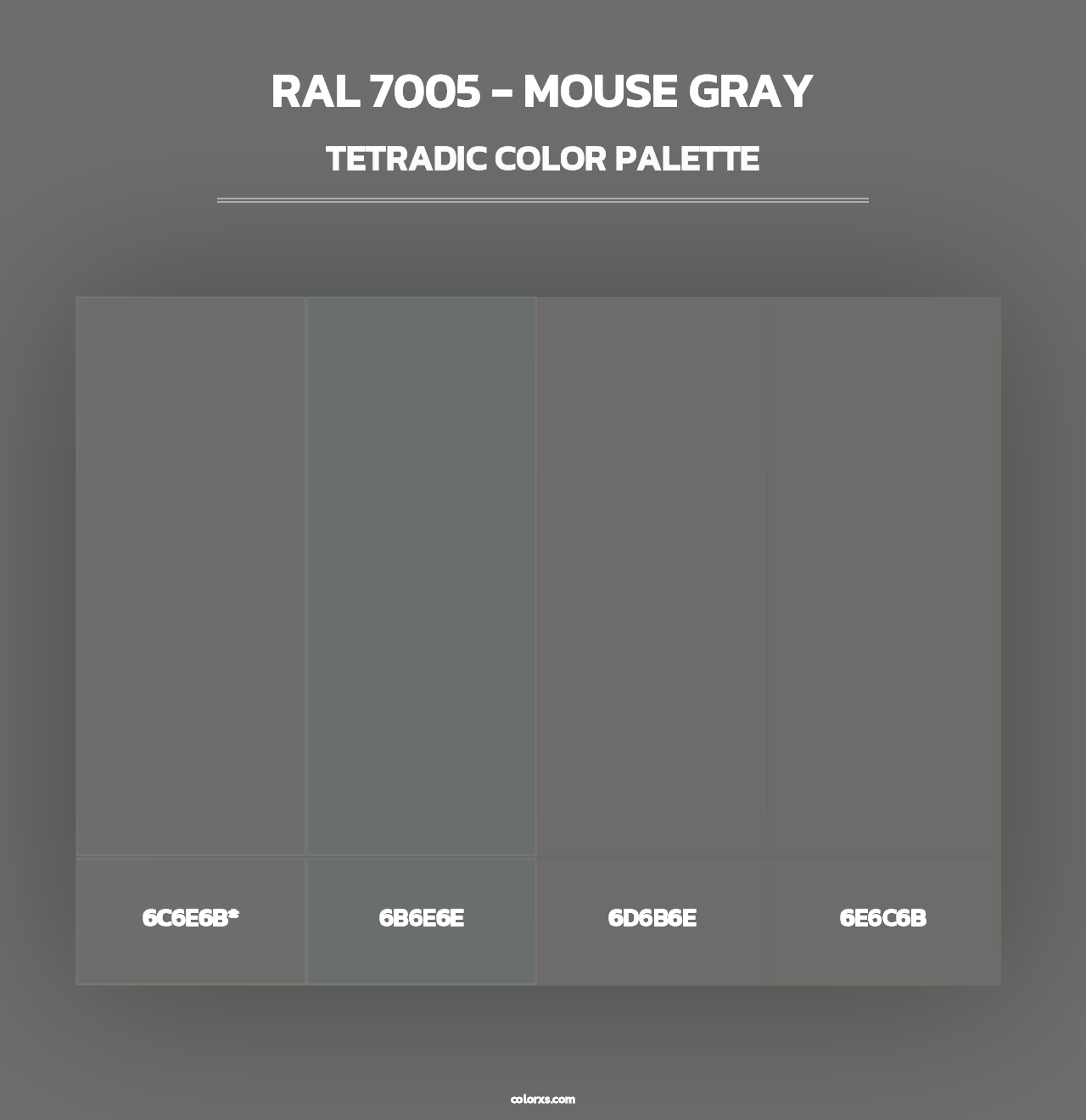 RAL 7005 - Mouse Gray - Tetradic Color Palette