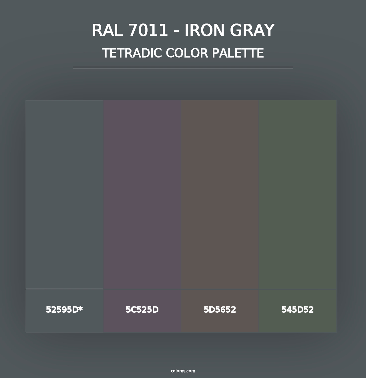 RAL 7011 - Iron Gray - Tetradic Color Palette