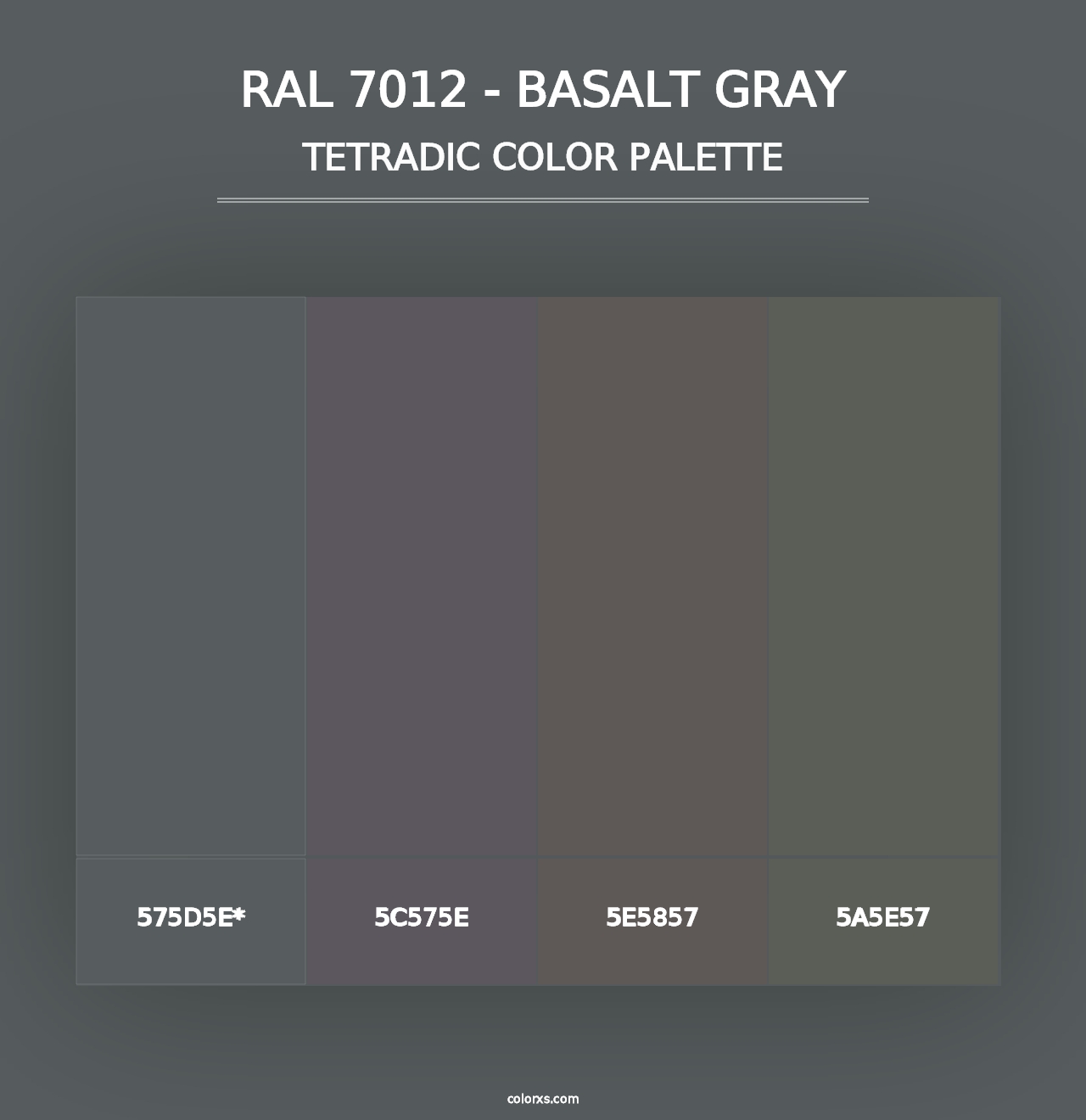 RAL 7012 - Basalt Gray - Tetradic Color Palette