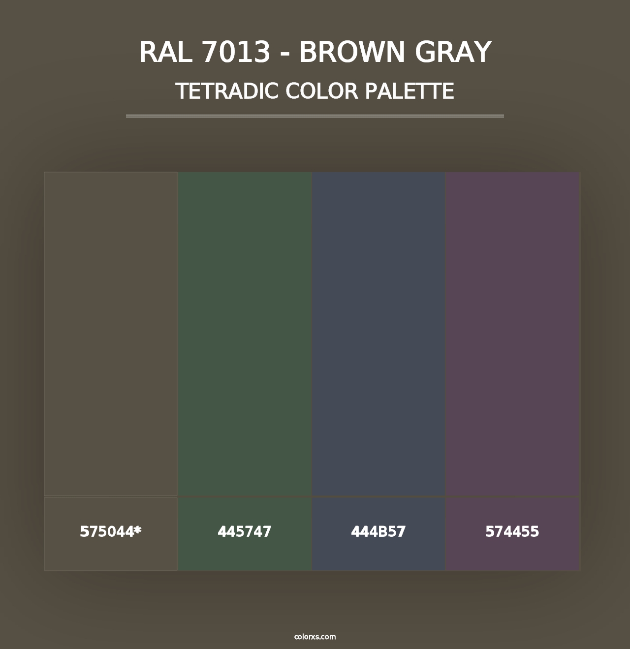 RAL 7013 - Brown Gray - Tetradic Color Palette