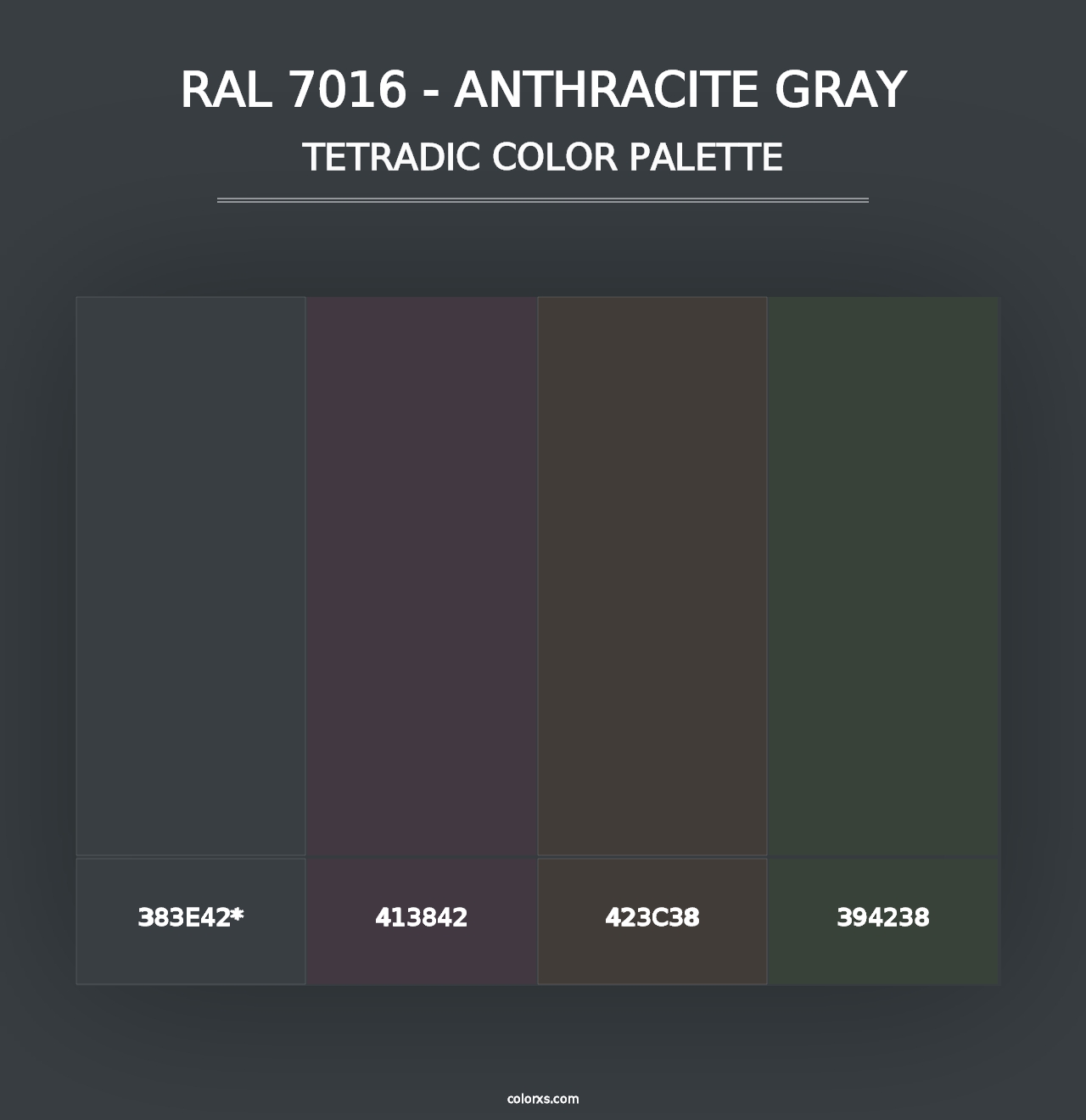 RAL 7016 - Anthracite Gray - Tetradic Color Palette