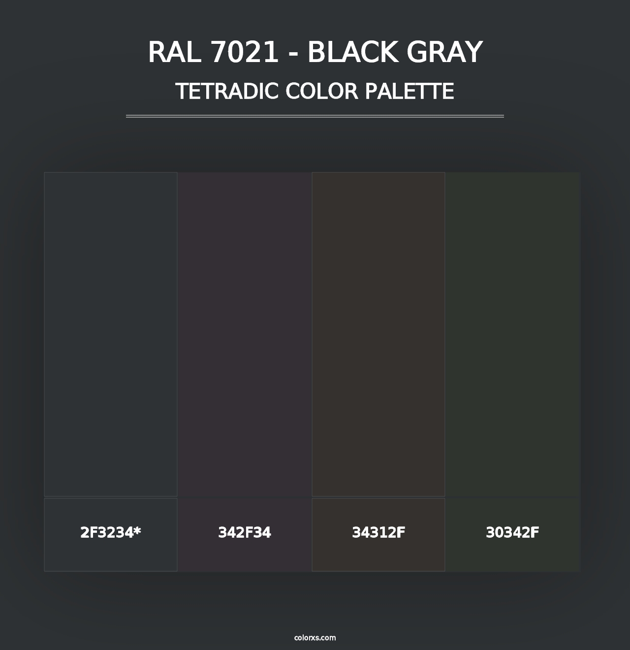 RAL 7021 - Black Gray - Tetradic Color Palette