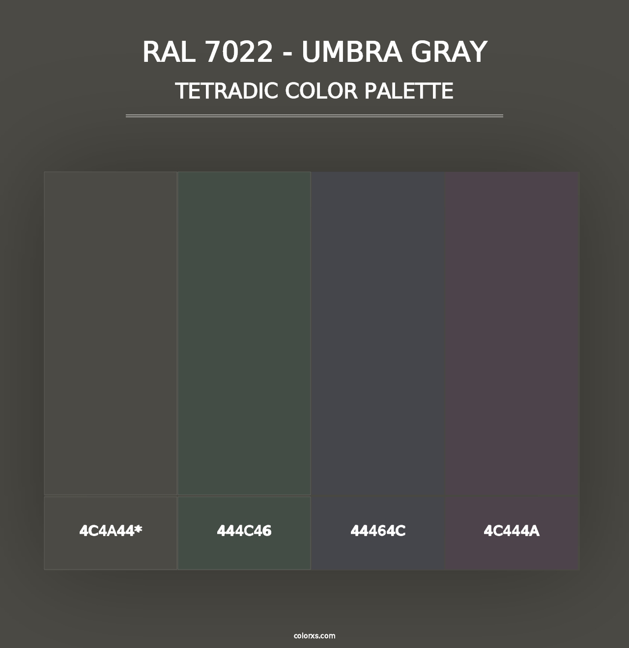 RAL 7022 - Umbra Gray - Tetradic Color Palette