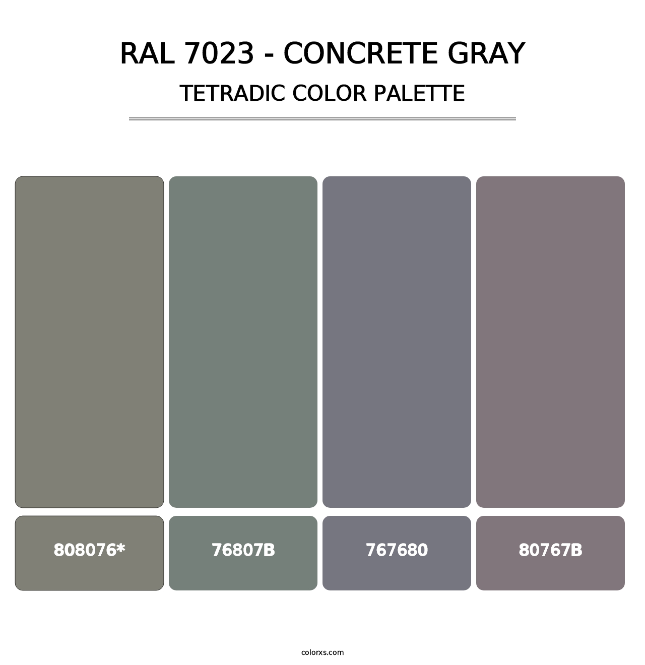 RAL 7023 - Concrete Gray - Tetradic Color Palette