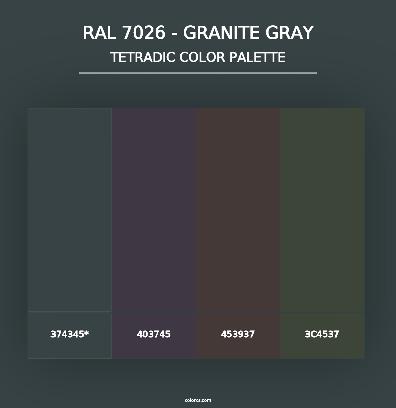 RAL 7026 - Granite Gray - Tetradic Color Palette