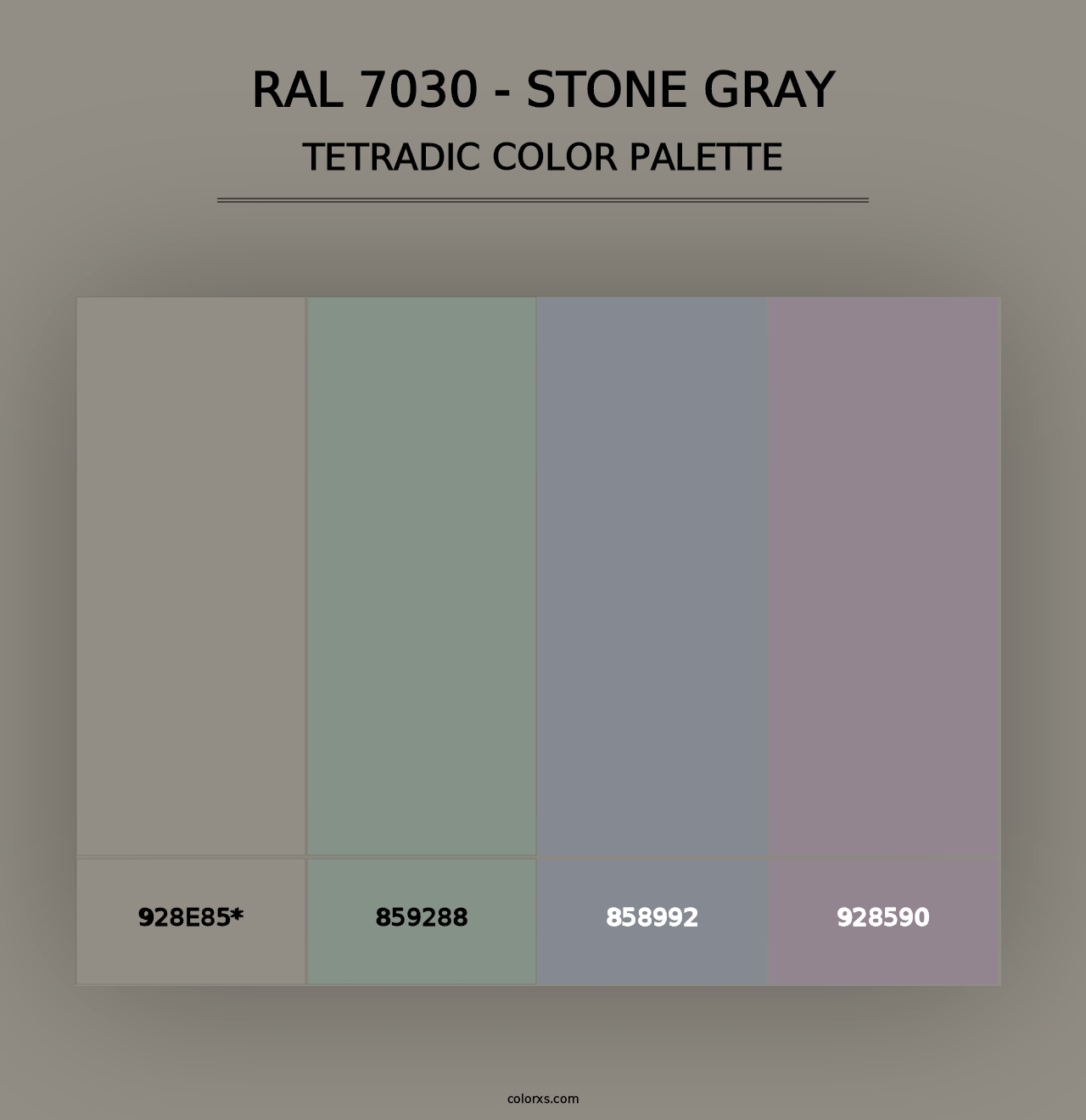 RAL 7030 - Stone Gray - Tetradic Color Palette