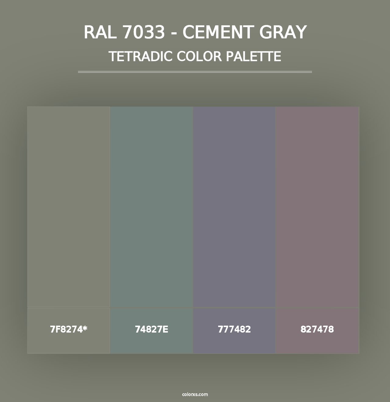 RAL 7033 - Cement Gray - Tetradic Color Palette