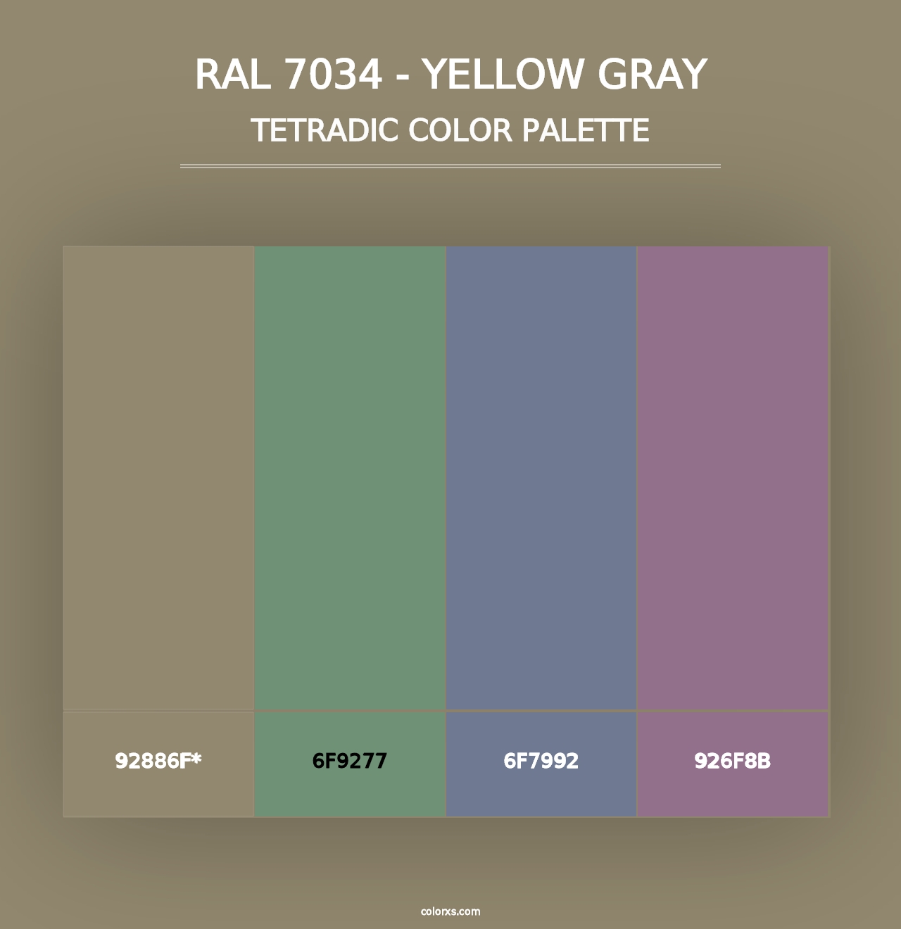 RAL 7034 - Yellow Gray - Tetradic Color Palette