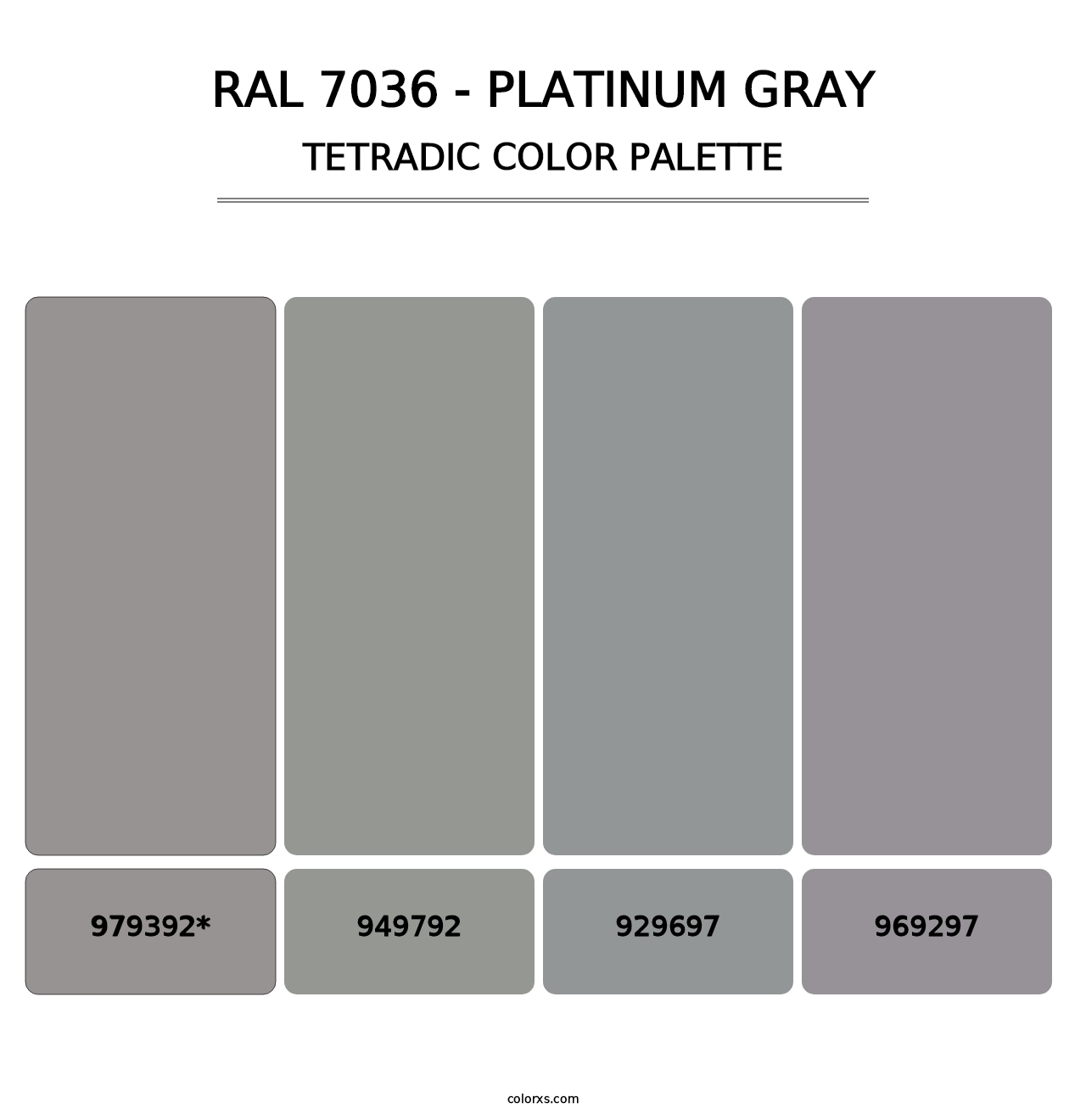 RAL 7036 - Platinum Gray - Tetradic Color Palette