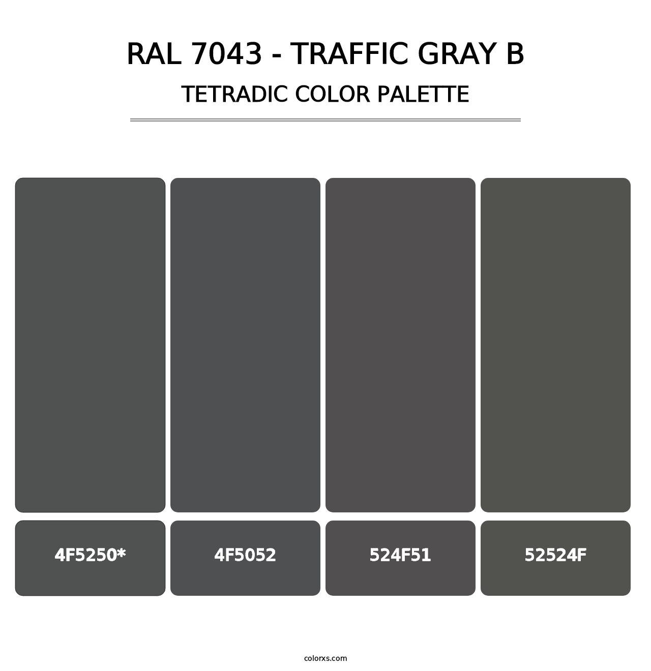 RAL 7043 - Traffic Gray B - Tetradic Color Palette