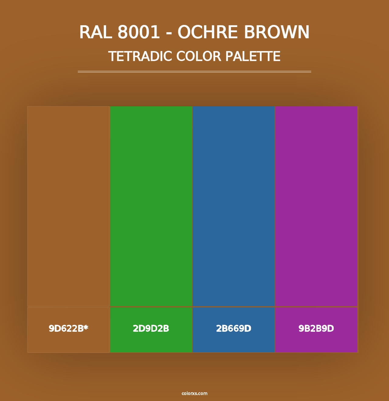 RAL 8001 - Ochre Brown - Tetradic Color Palette