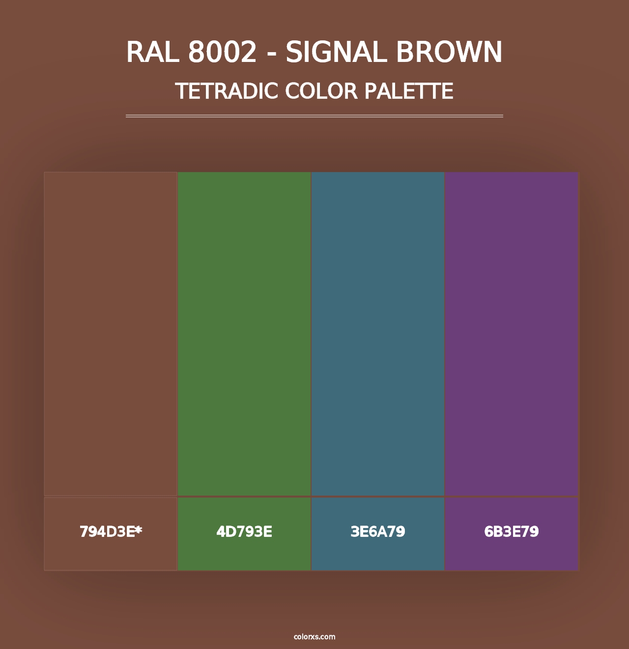 RAL 8002 - Signal Brown - Tetradic Color Palette