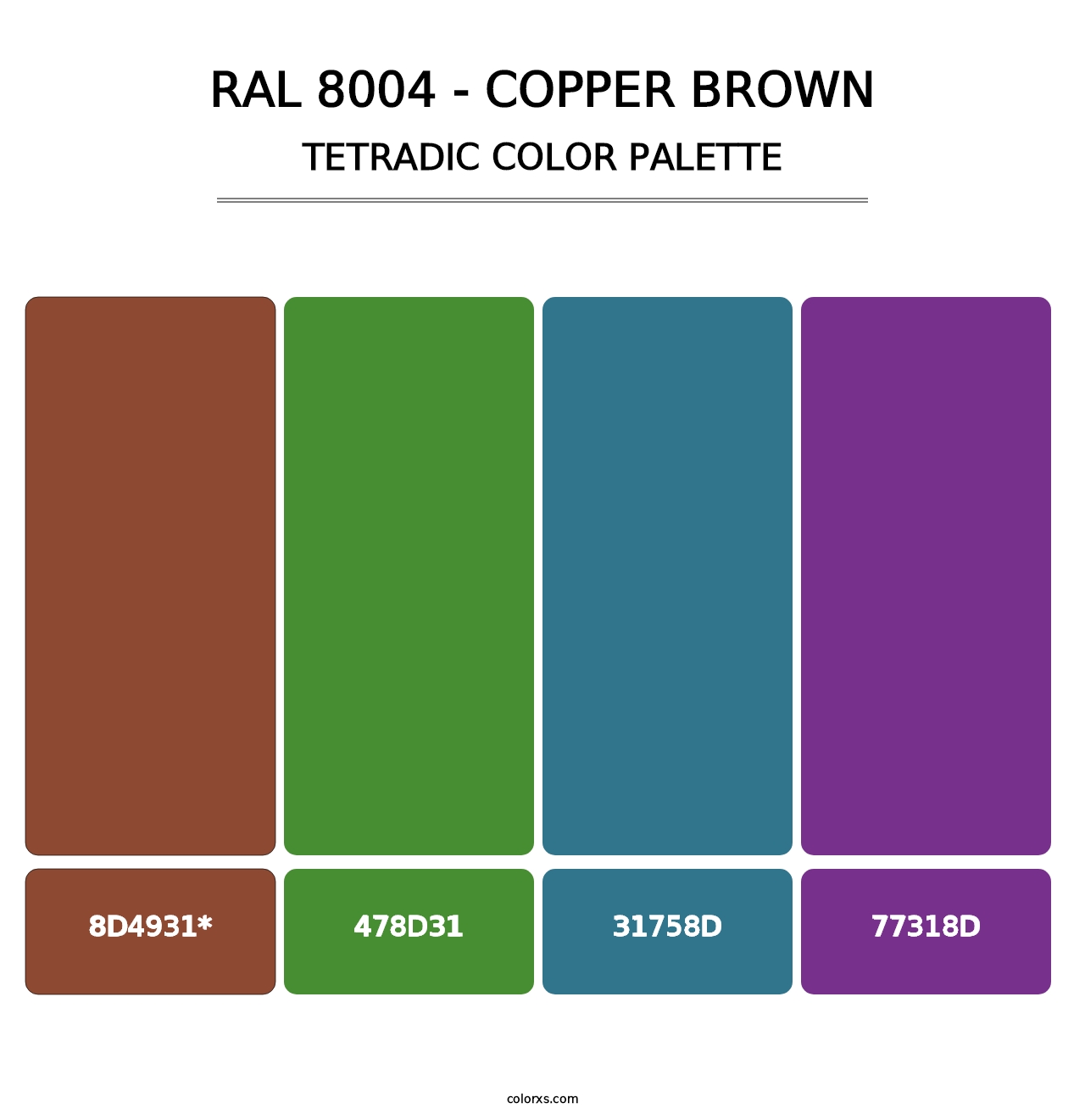 RAL 8004 - Copper Brown - Tetradic Color Palette