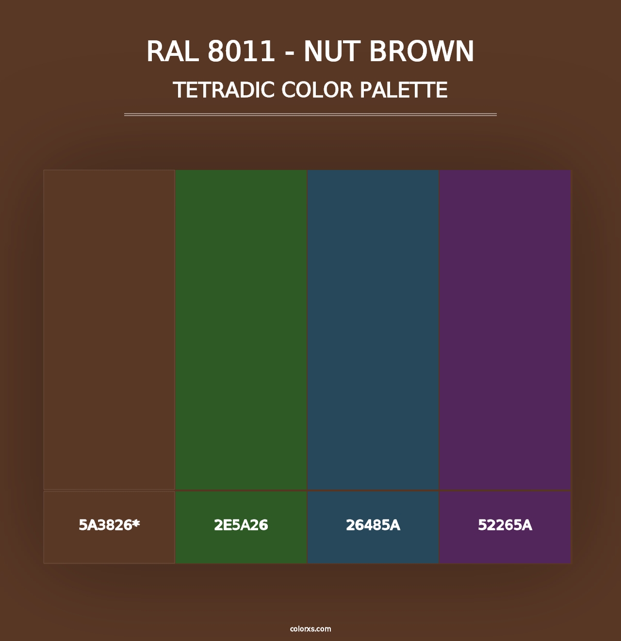 RAL 8011 - Nut Brown - Tetradic Color Palette