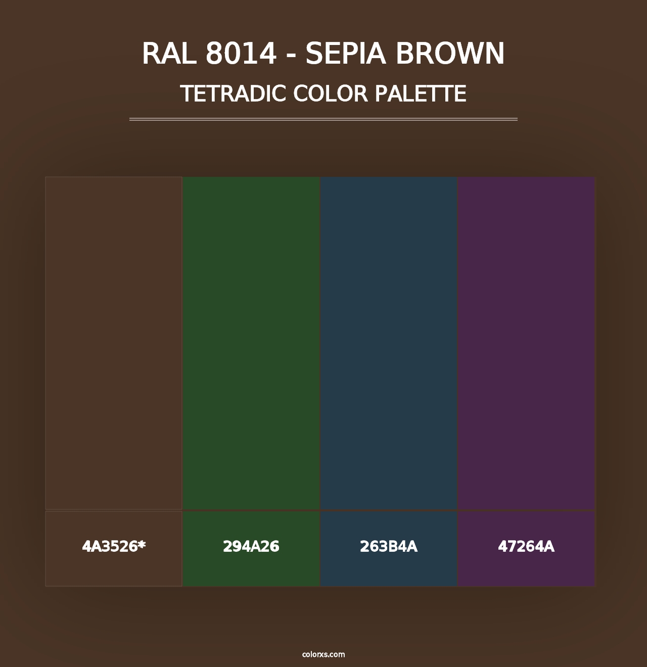 RAL 8014 - Sepia Brown - Tetradic Color Palette