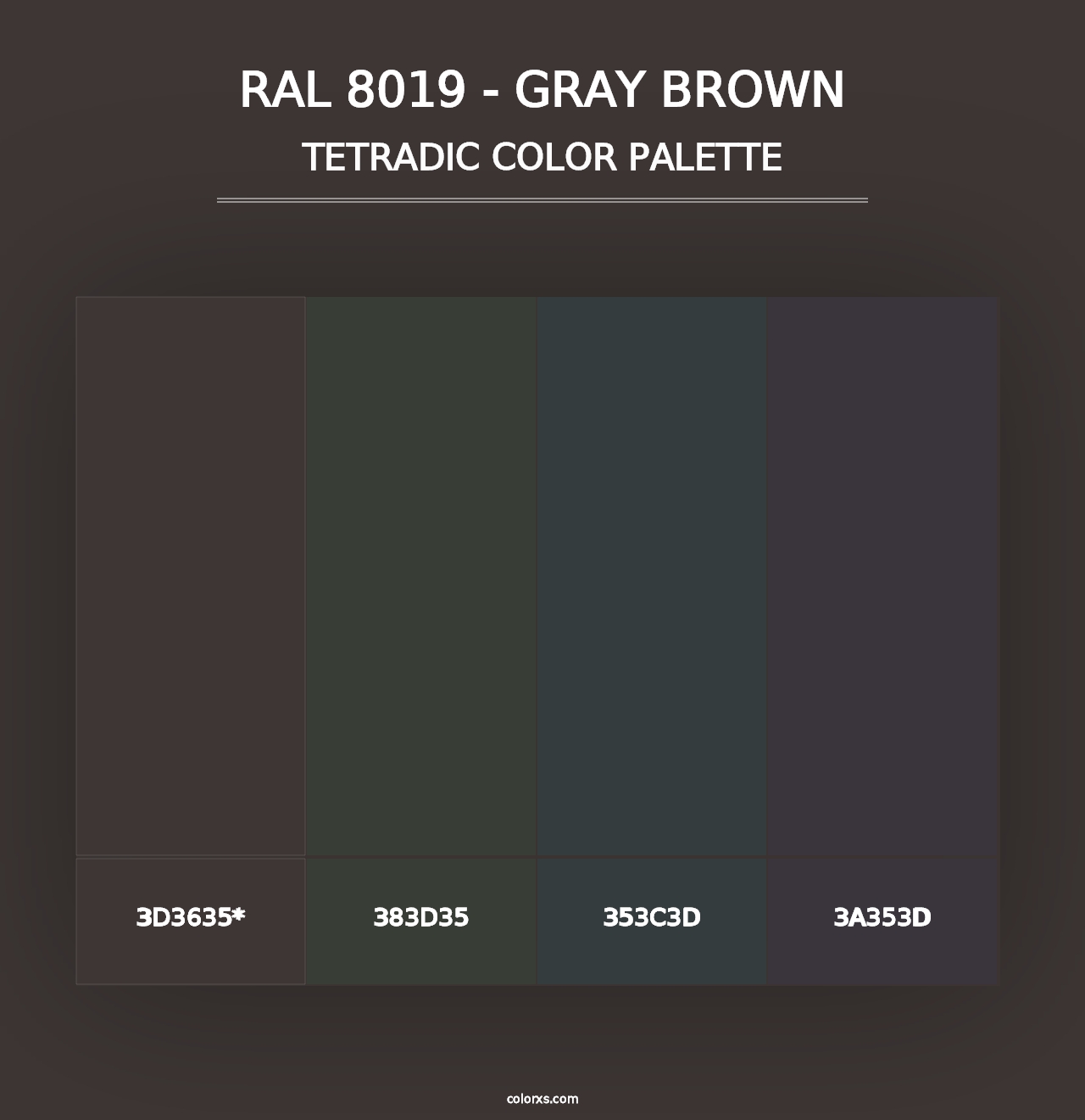 RAL 8019 - Gray Brown - Tetradic Color Palette