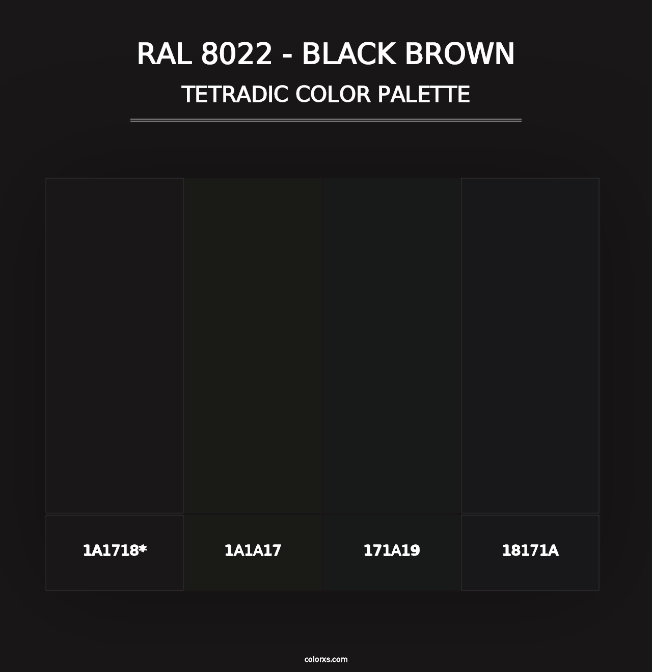 RAL 8022 - Black Brown - Tetradic Color Palette