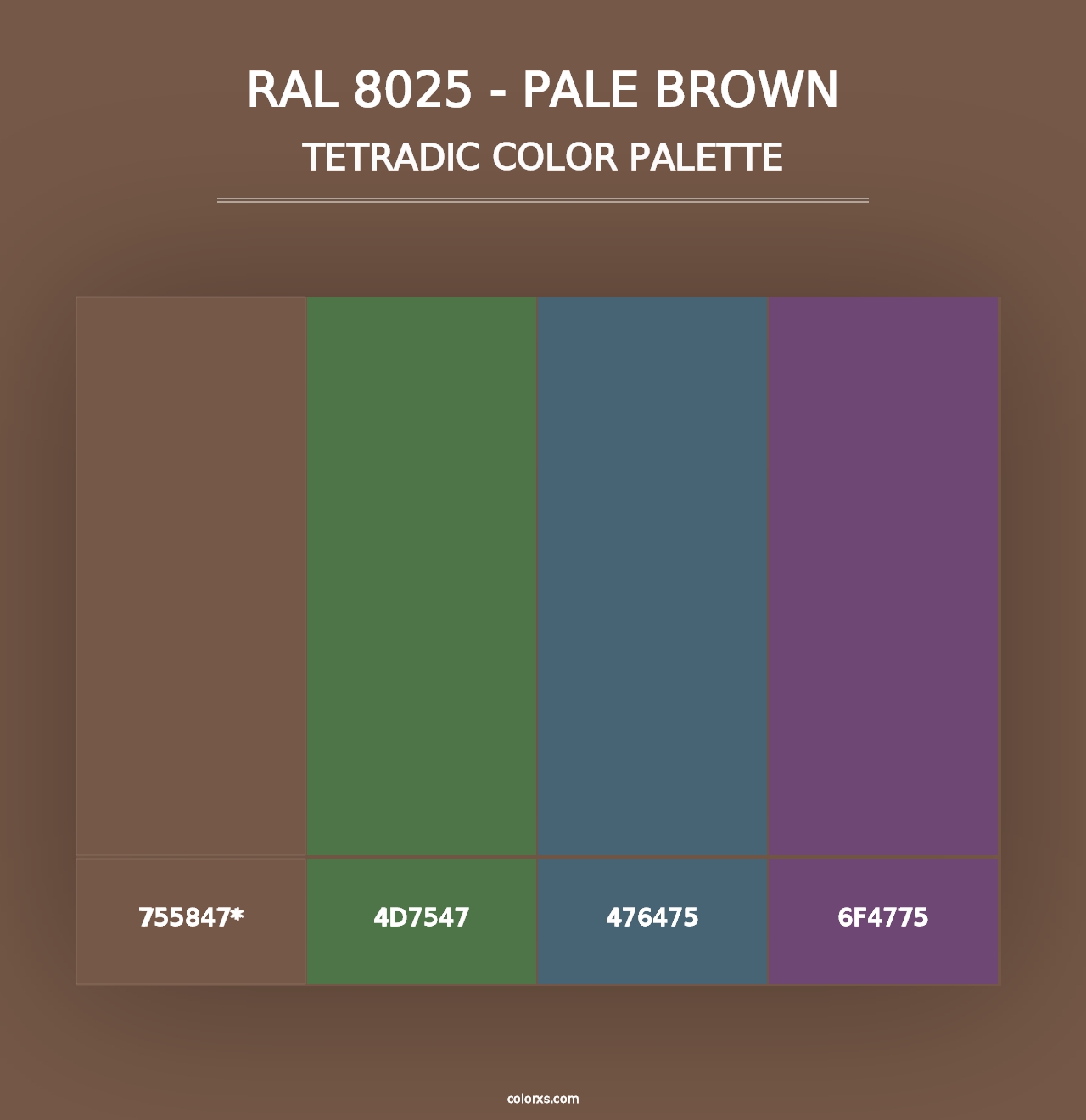 RAL 8025 - Pale Brown - Tetradic Color Palette