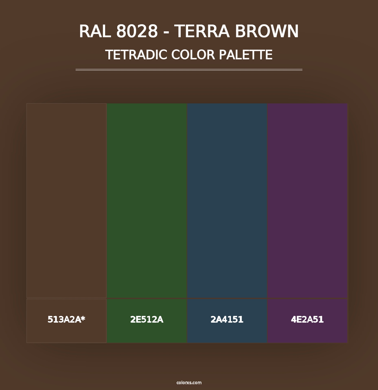 RAL 8028 - Terra Brown - Tetradic Color Palette