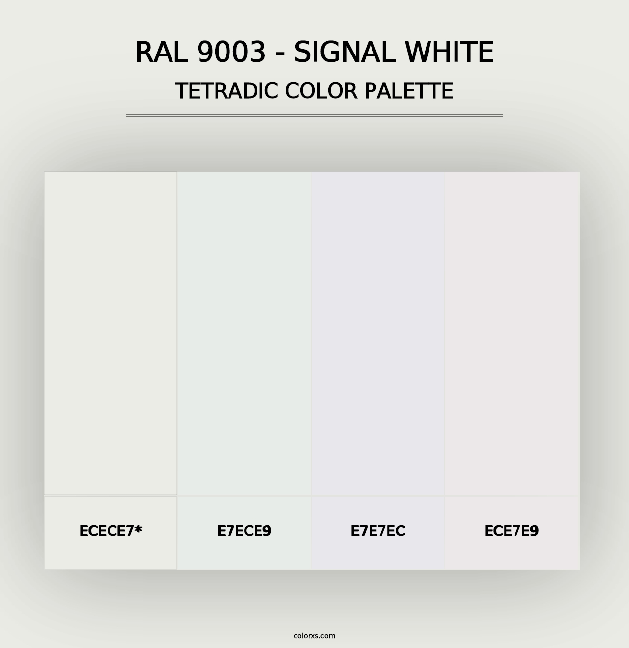 RAL 9003 - Signal White - Tetradic Color Palette