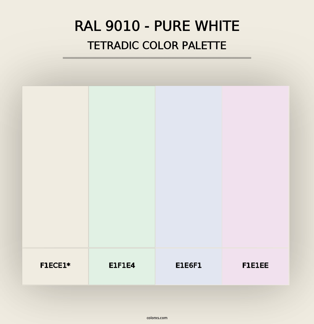 RAL 9010 - Pure White - Tetradic Color Palette