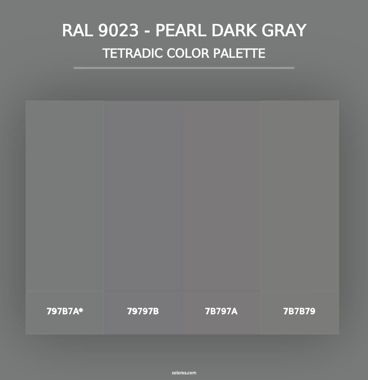 RAL 9023 - Pearl Dark Gray - Tetradic Color Palette