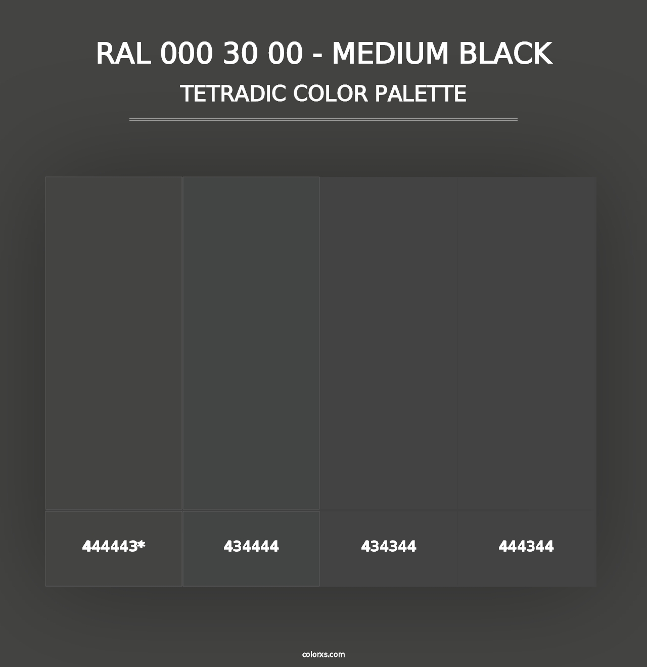 RAL 000 30 00 - Medium Black - Tetradic Color Palette