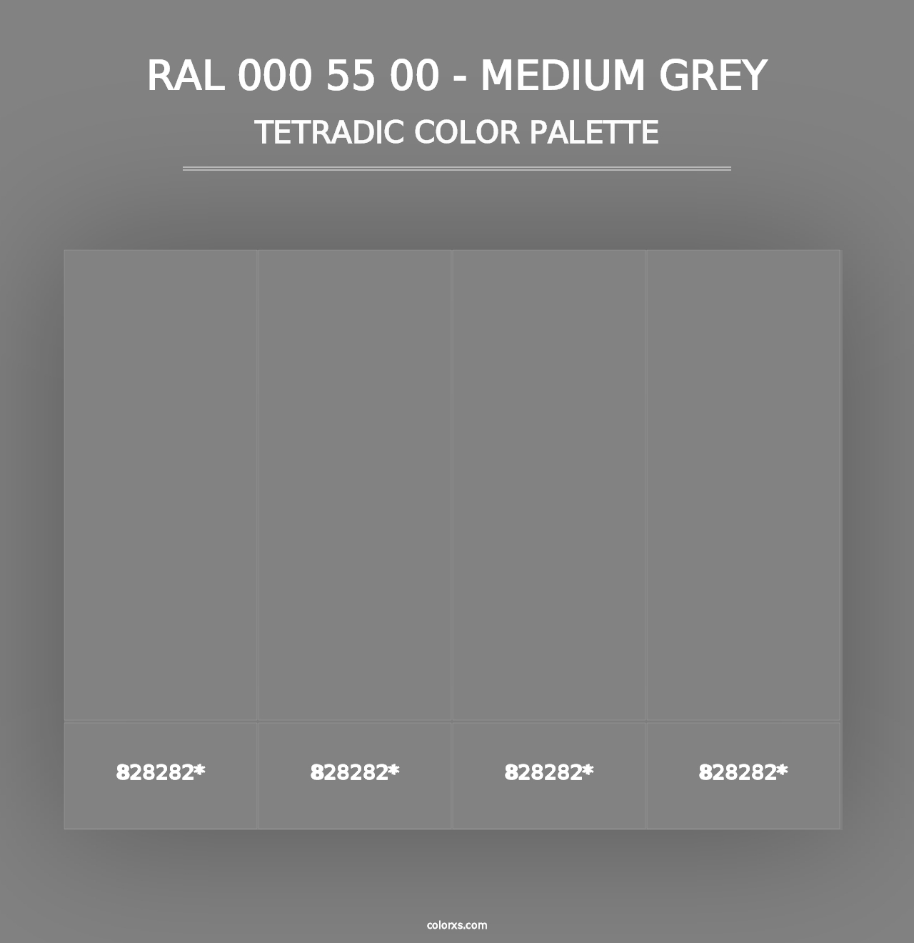 RAL 000 55 00 - Medium Grey - Tetradic Color Palette