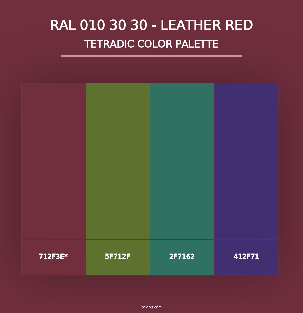 RAL 010 30 30 - Leather Red - Tetradic Color Palette