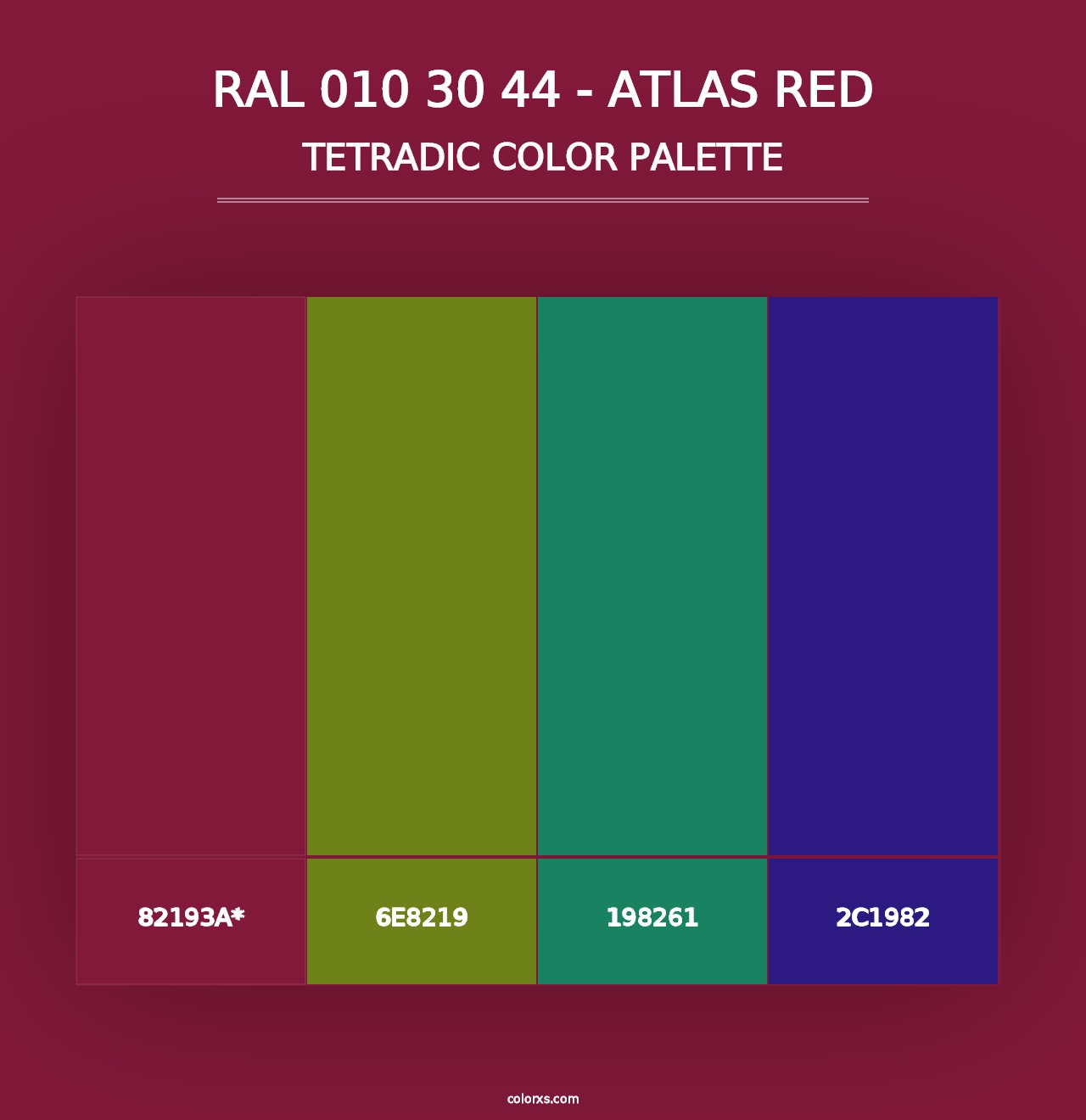 RAL 010 30 44 - Atlas Red - Tetradic Color Palette