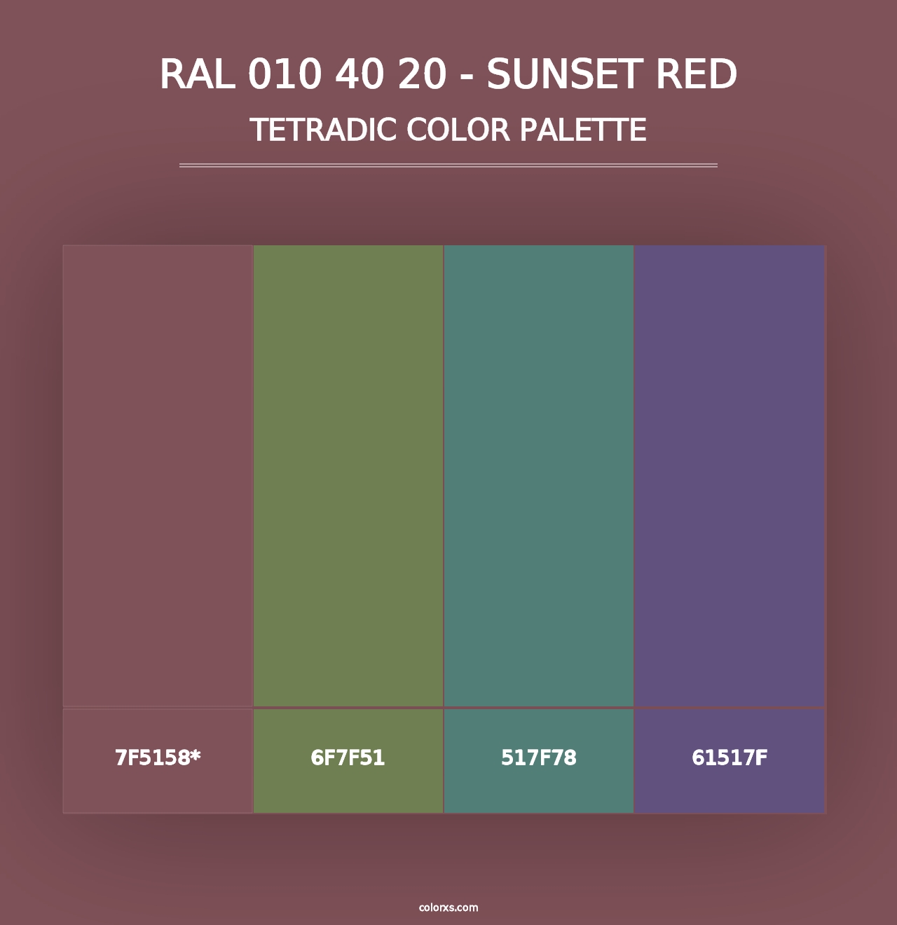 RAL 010 40 20 - Sunset Red - Tetradic Color Palette