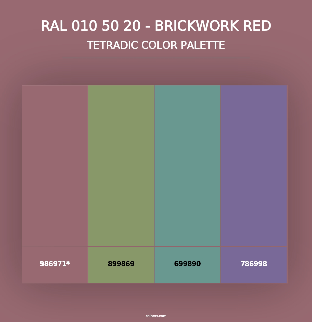 RAL 010 50 20 - Brickwork Red - Tetradic Color Palette