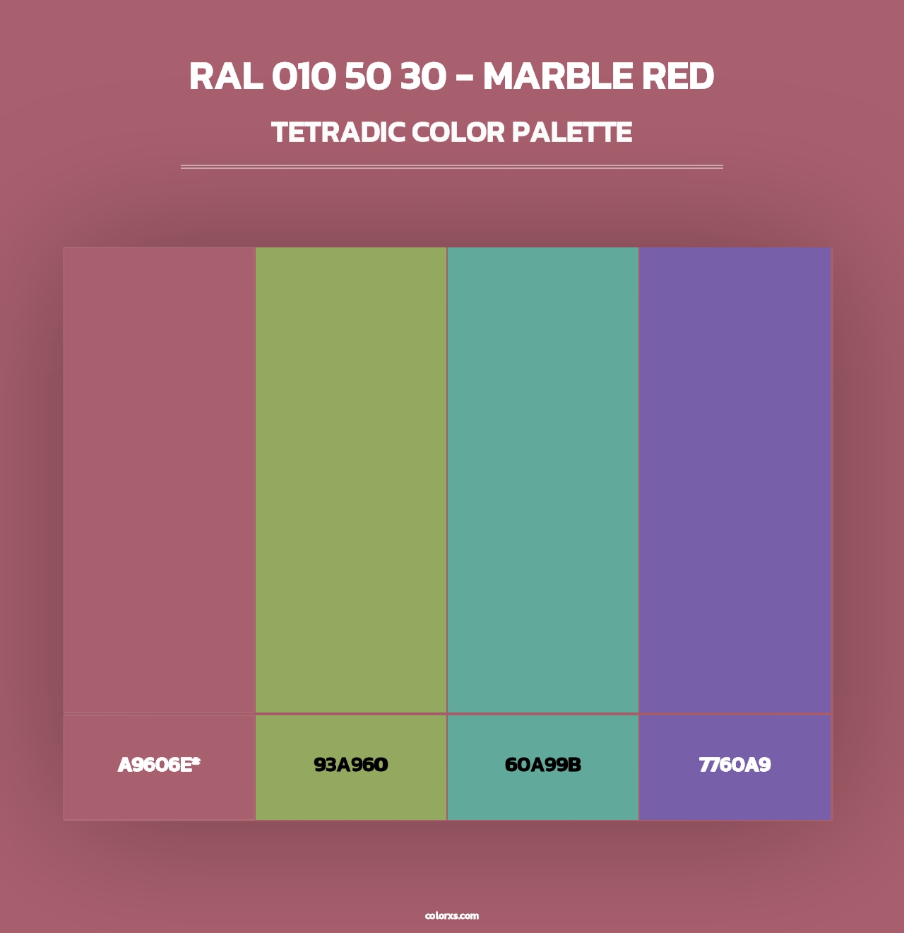 RAL 010 50 30 - Marble Red - Tetradic Color Palette