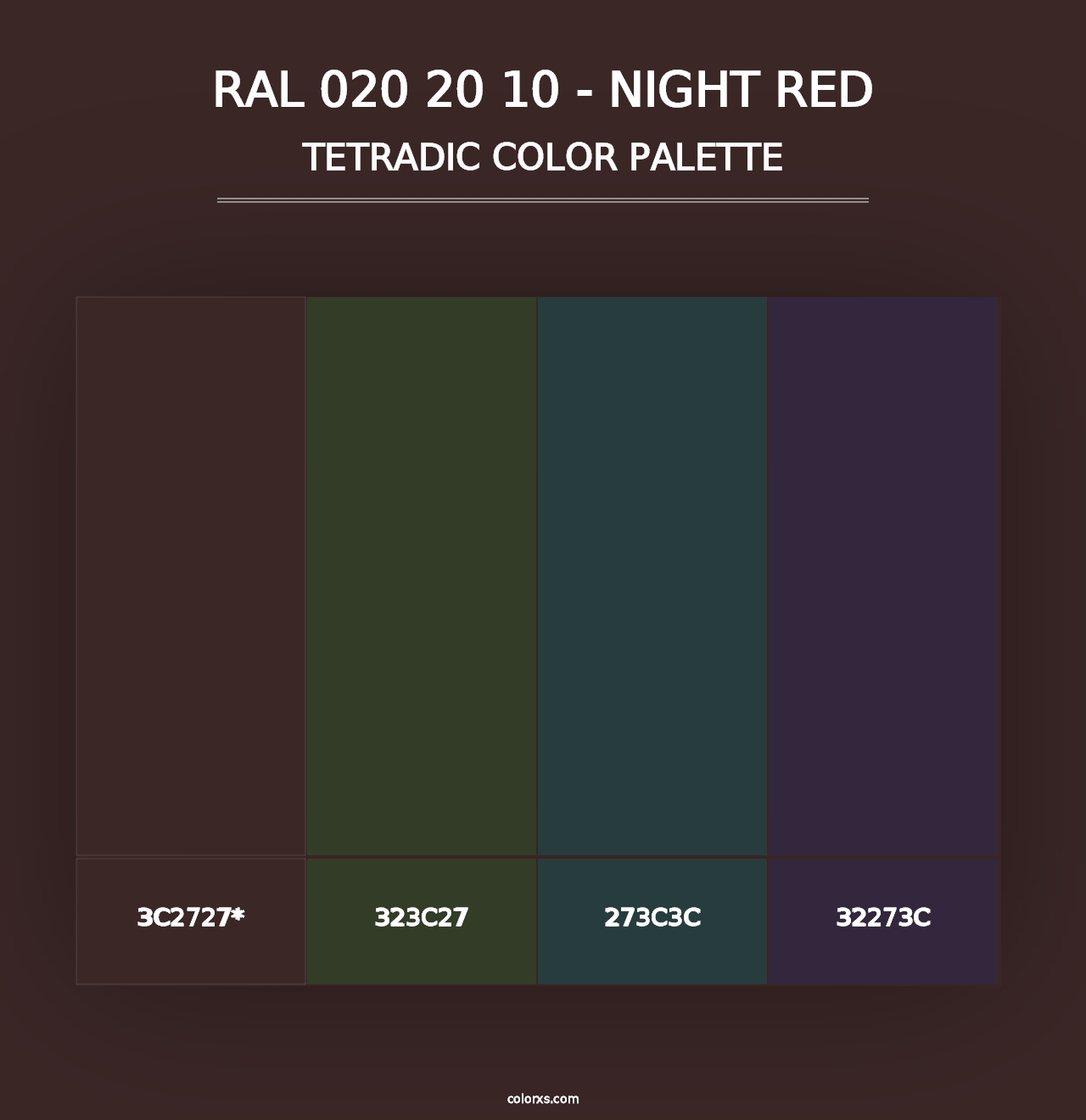 RAL 020 20 10 - Night Red - Tetradic Color Palette