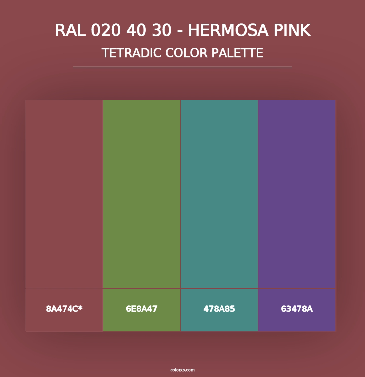 RAL 020 40 30 - Hermosa Pink - Tetradic Color Palette