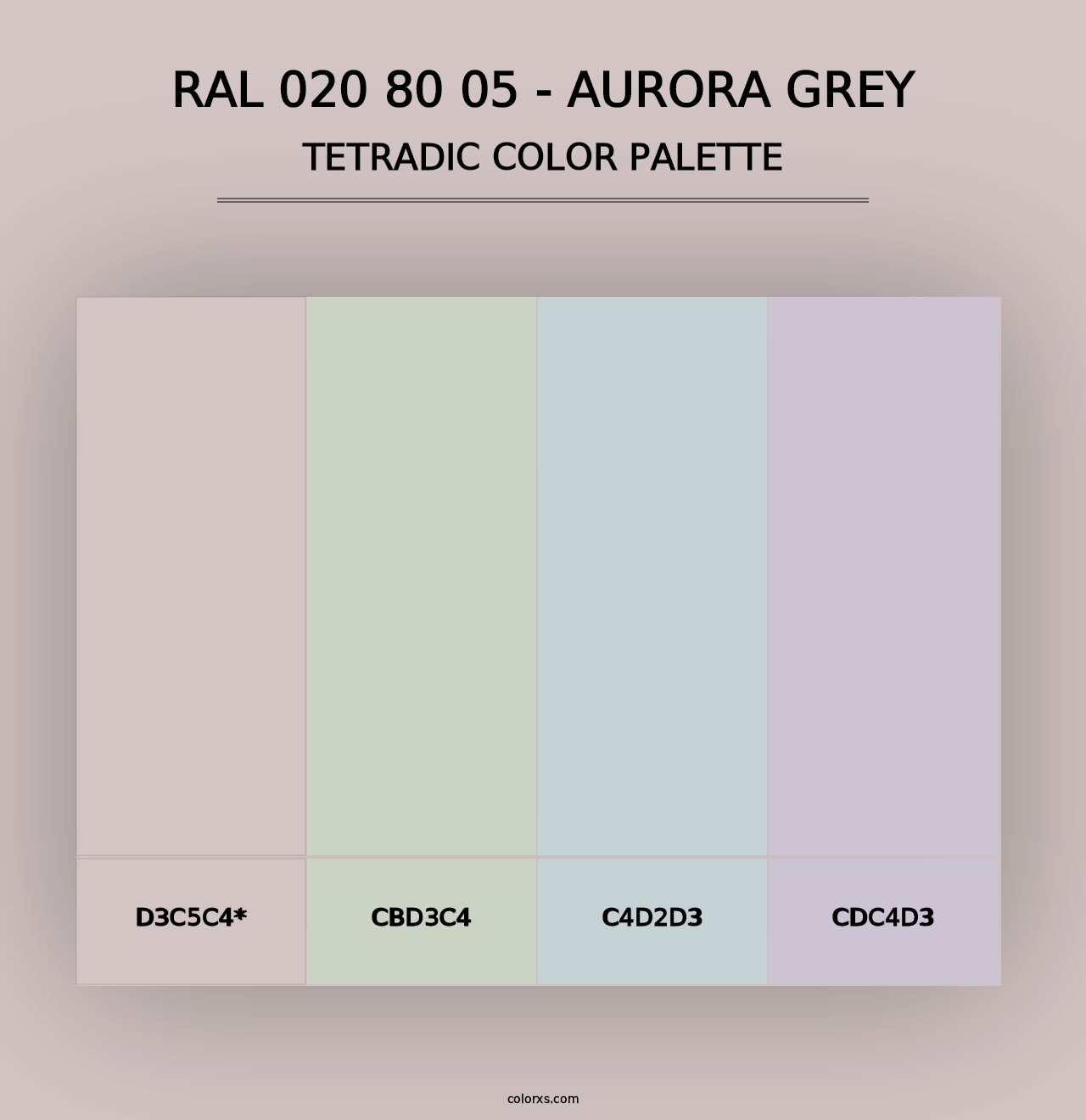 RAL 020 80 05 - Aurora Grey - Tetradic Color Palette