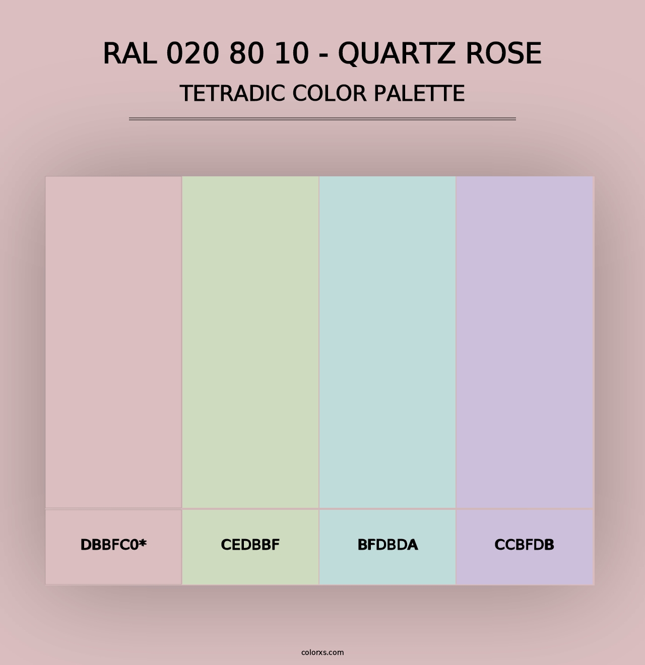 RAL 020 80 10 - Quartz Rose - Tetradic Color Palette