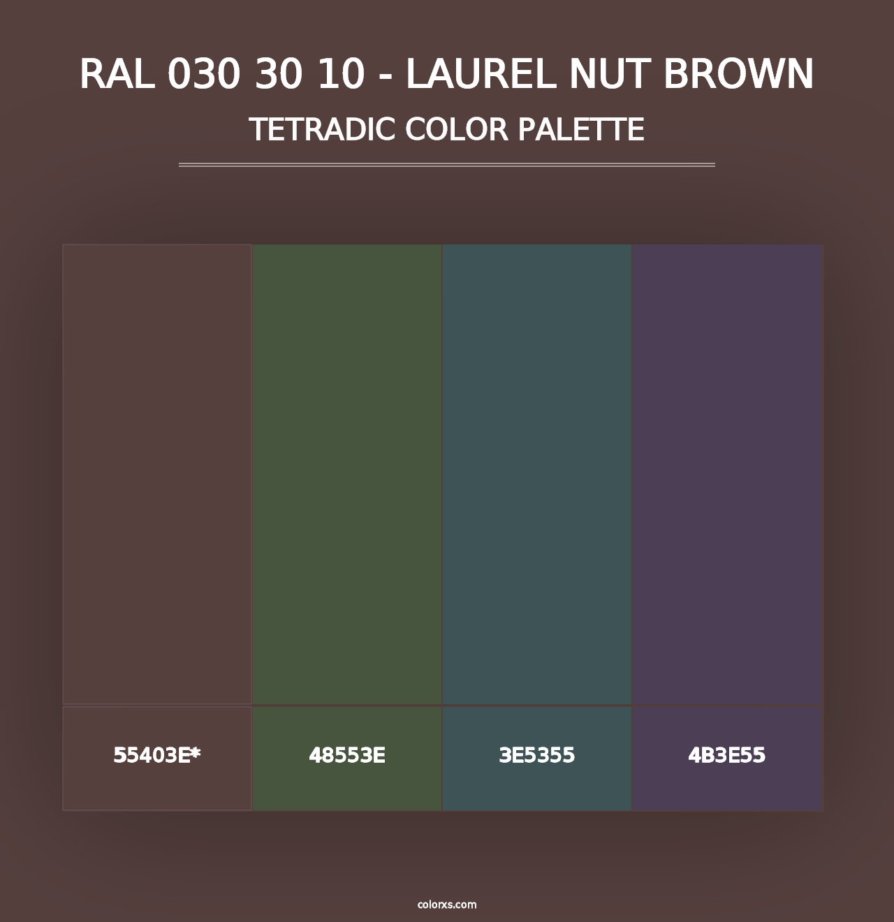 RAL 030 30 10 - Laurel Nut Brown - Tetradic Color Palette