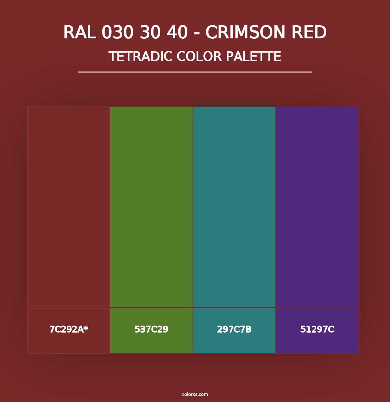 RAL 030 30 40 - Crimson Red - Tetradic Color Palette