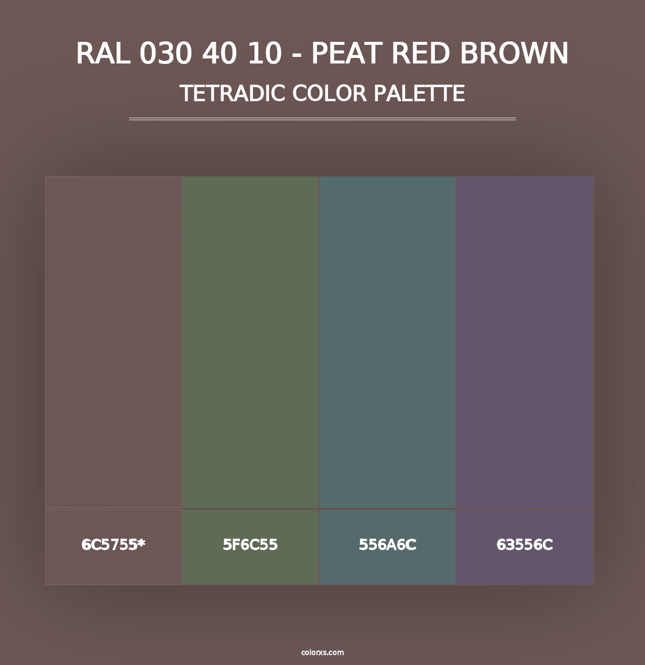 RAL 030 40 10 - Peat Red Brown - Tetradic Color Palette