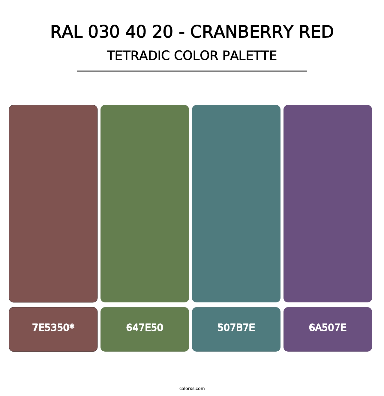 RAL 030 40 20 - Cranberry Red - Tetradic Color Palette