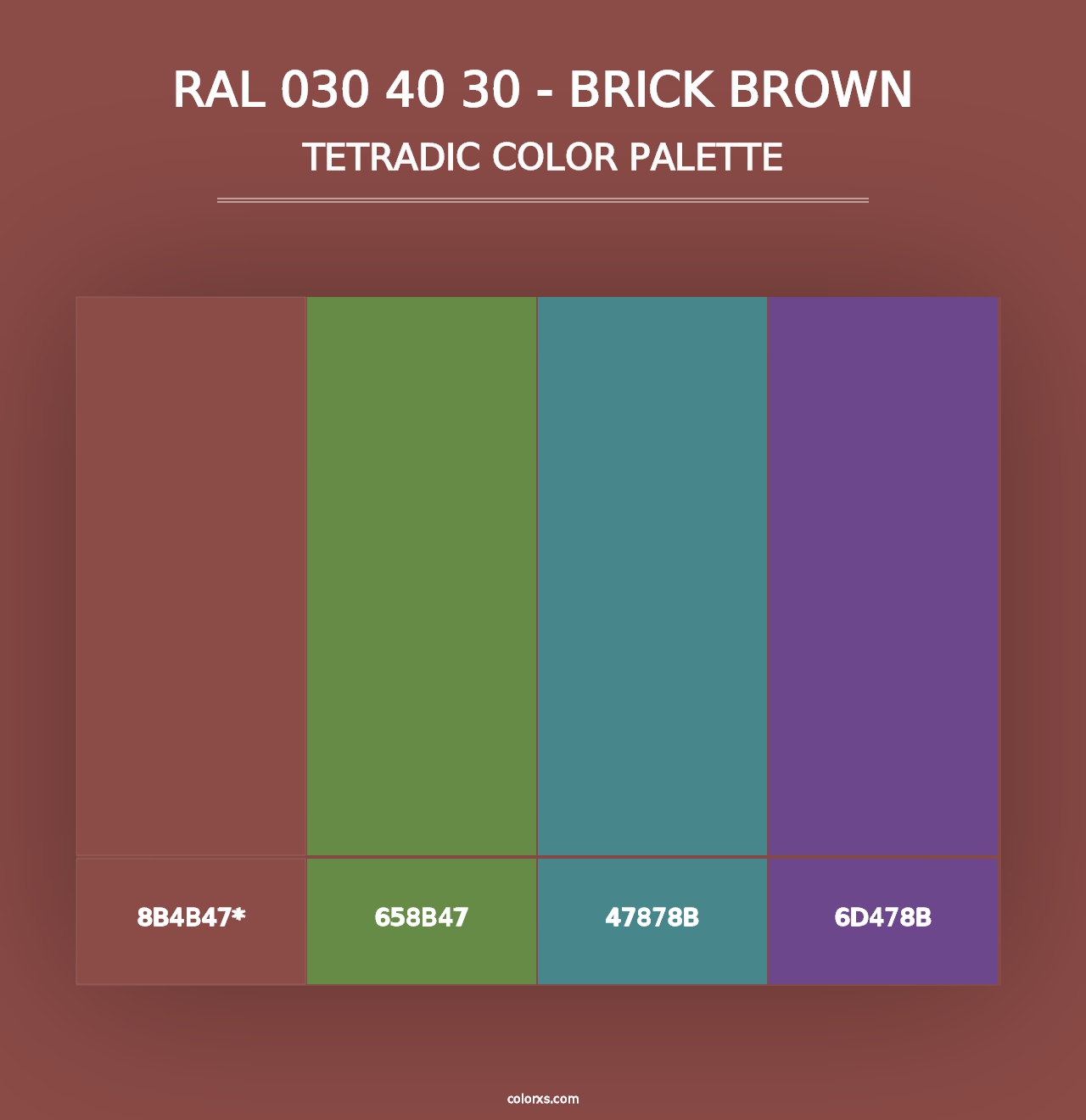 RAL 030 40 30 - Brick Brown - Tetradic Color Palette