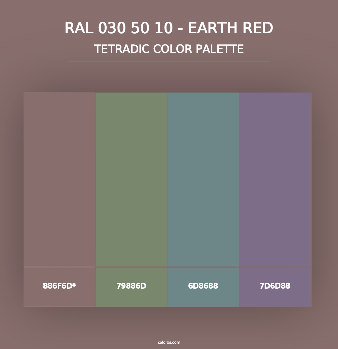 RAL 030 50 10 - Earth Red - Tetradic Color Palette