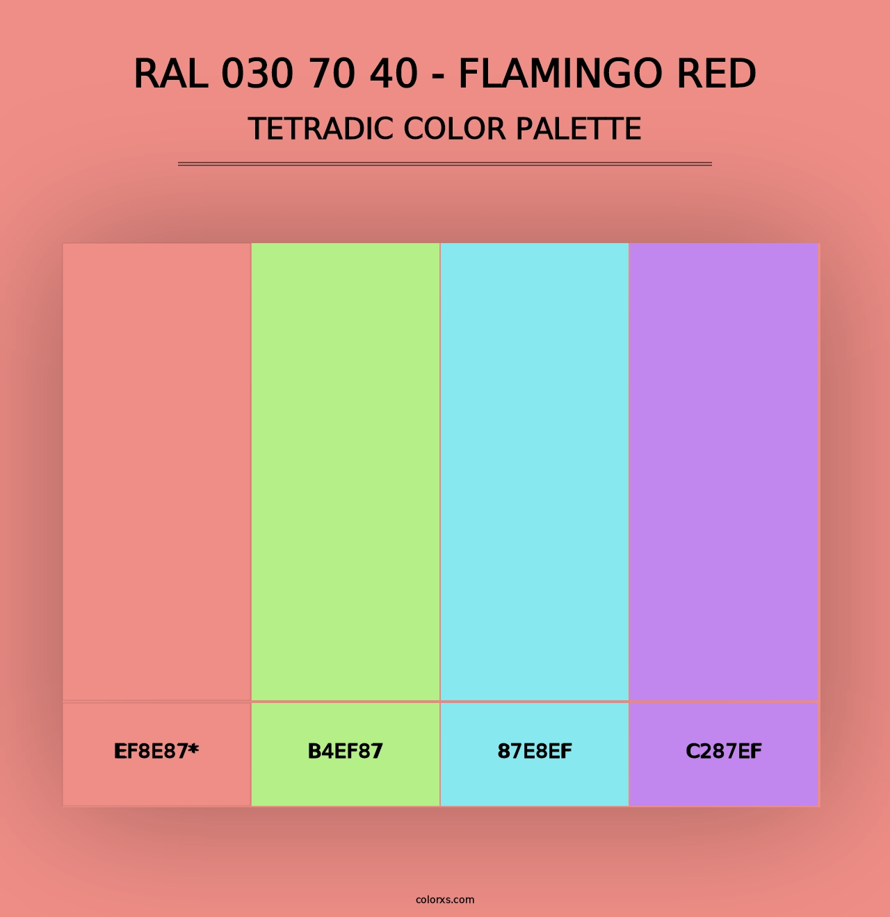 RAL 030 70 40 - Flamingo Red - Tetradic Color Palette