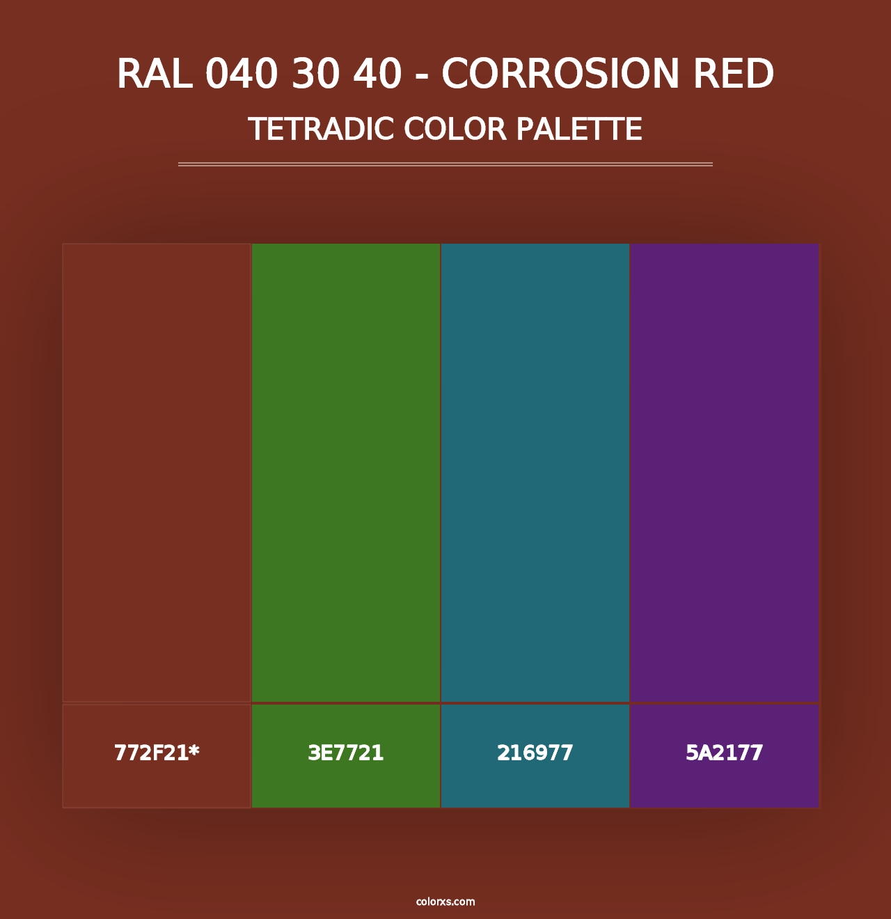 RAL 040 30 40 - Corrosion Red - Tetradic Color Palette