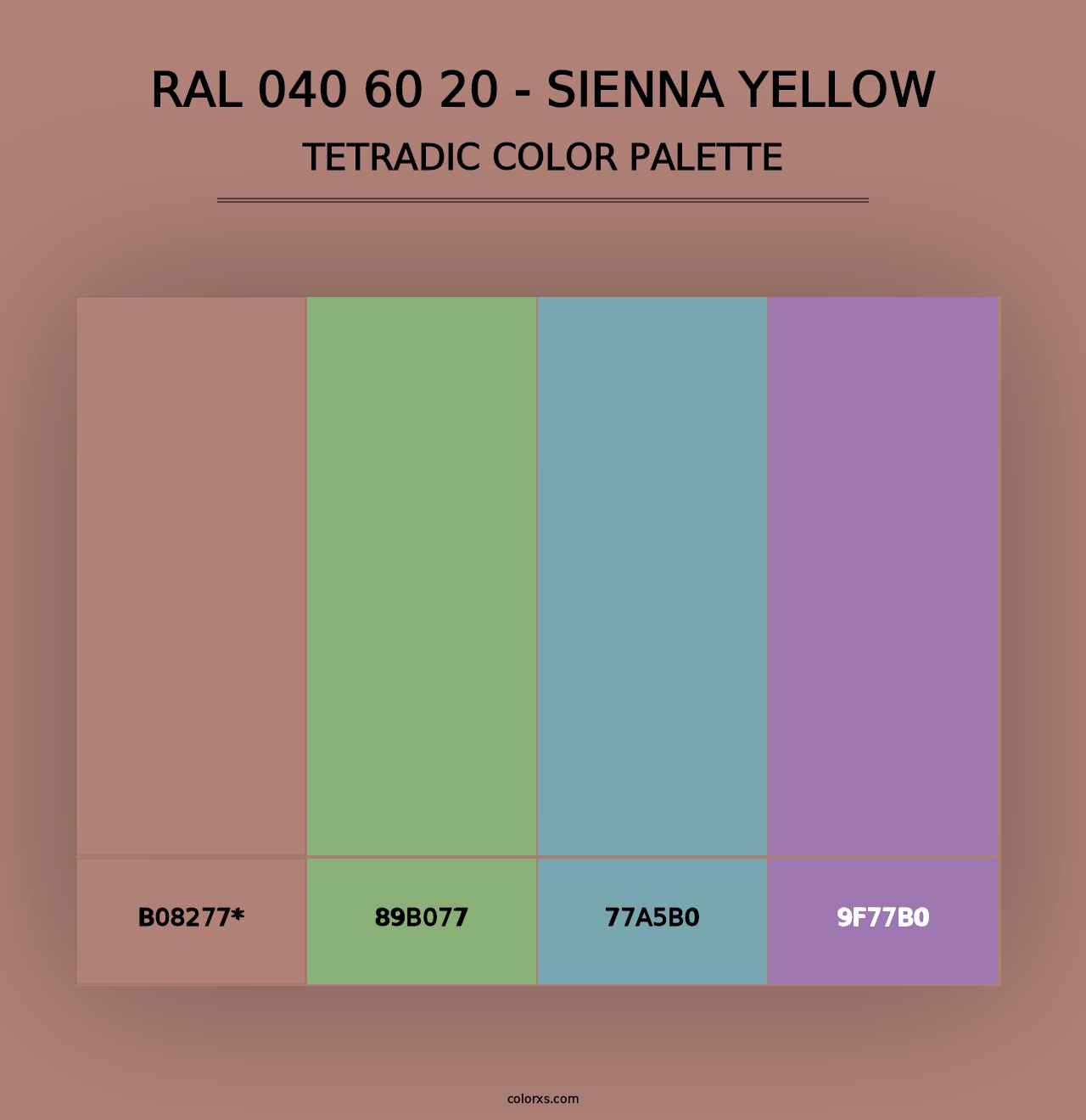 RAL 040 60 20 - Sienna Yellow - Tetradic Color Palette